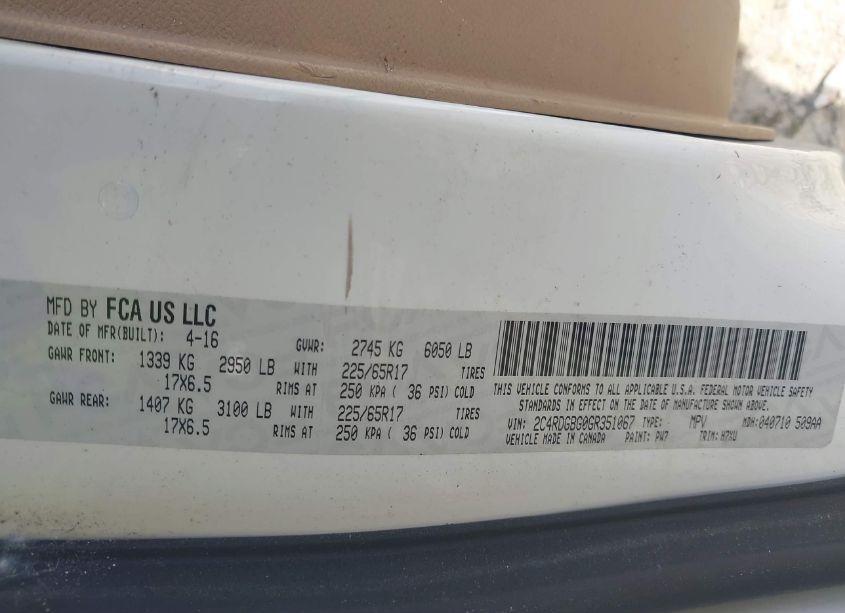 Photo 9 of 2016 Dodge Grand CARAVAN AMERICAN VALUE PKG (VIN 2C4RDGBG0GR351067)