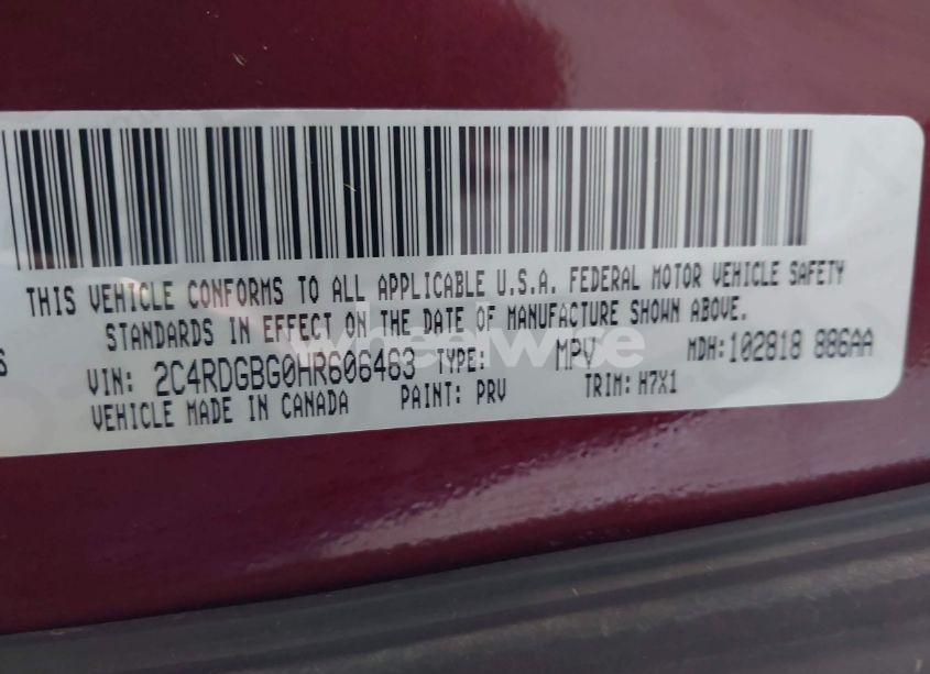 Photo 9 of 2017 Dodge Grand CARAVAN SE (VIN 2C4RDGBG0HR606463)