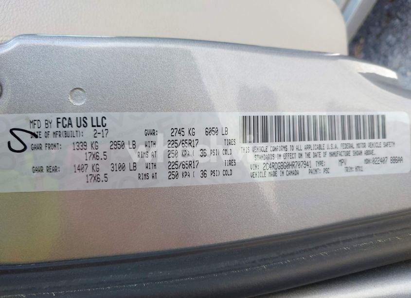 Photo 9 of 2017 Dodge Grand CARAVAN SE (VIN 2C4RDGBG0HR707941)