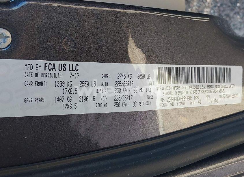 Photo 9 of 2017 Dodge Grand CARAVAN SE (VIN 2C4RDGBG0HR844085)