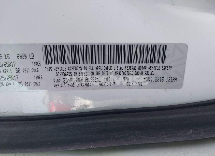 Photo 9 of 2018 Dodge Grand CARAVAN SE (VIN 2C4RDGBG0JR138241)