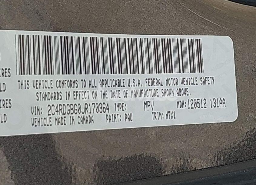 Photo 9 of 2018 Dodge Grand CARAVAN SE (VIN 2C4RDGBG0JR170364)