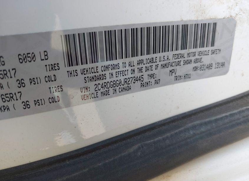 Photo 9 of 2018 Dodge Grand CARAVAN SE (VIN 2C4RDGBG0JR273445)