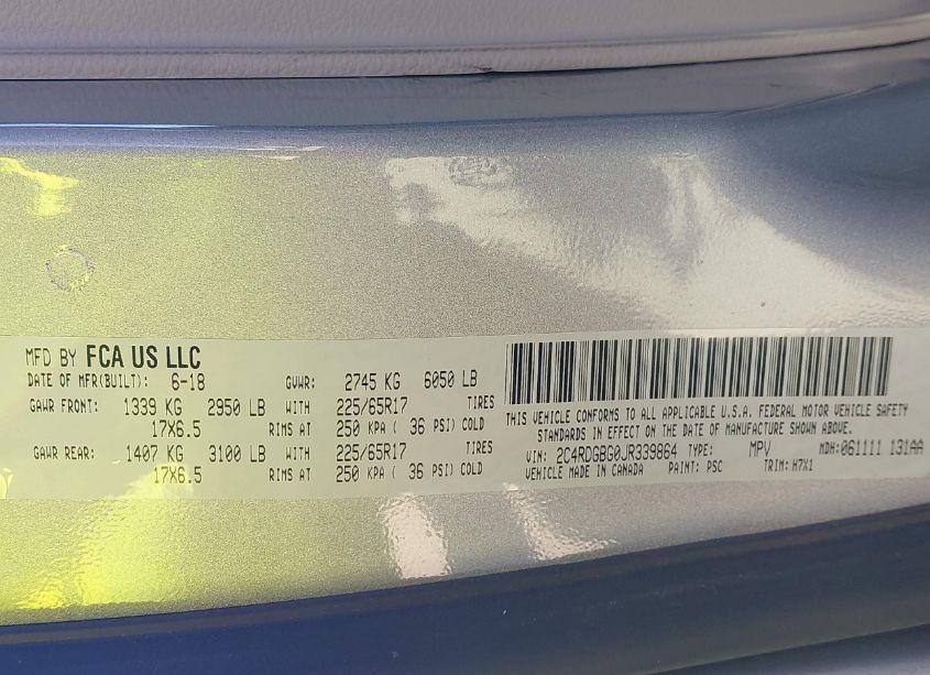 Photo 9 of 2018 Dodge Grand CARAVAN SE (VIN 2C4RDGBG0JR339864)