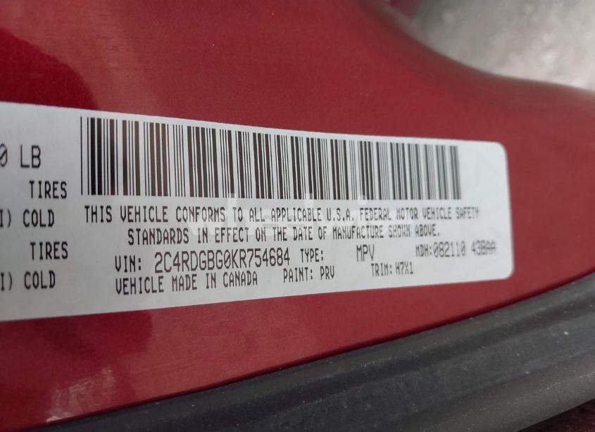 Photo 9 of 2019 Dodge Grand CARAVAN SE (VIN 2C4RDGBG0KR754684)