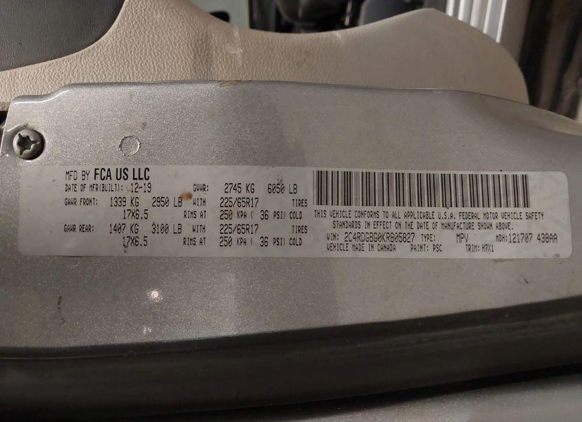 Photo 9 of 2019 Dodge Grand CARAVAN SE (VIN 2C4RDGBG0KR805827)