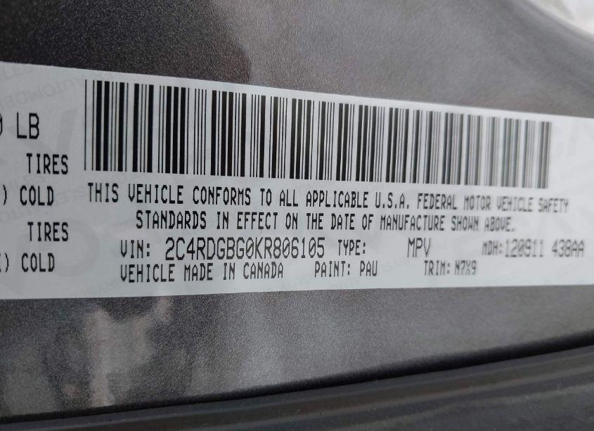 Photo 9 of 2019 Dodge Grand CARAVAN SE 35TH ANNIVERSARY EDITION (VIN 2C4RDGBG0KR806105)