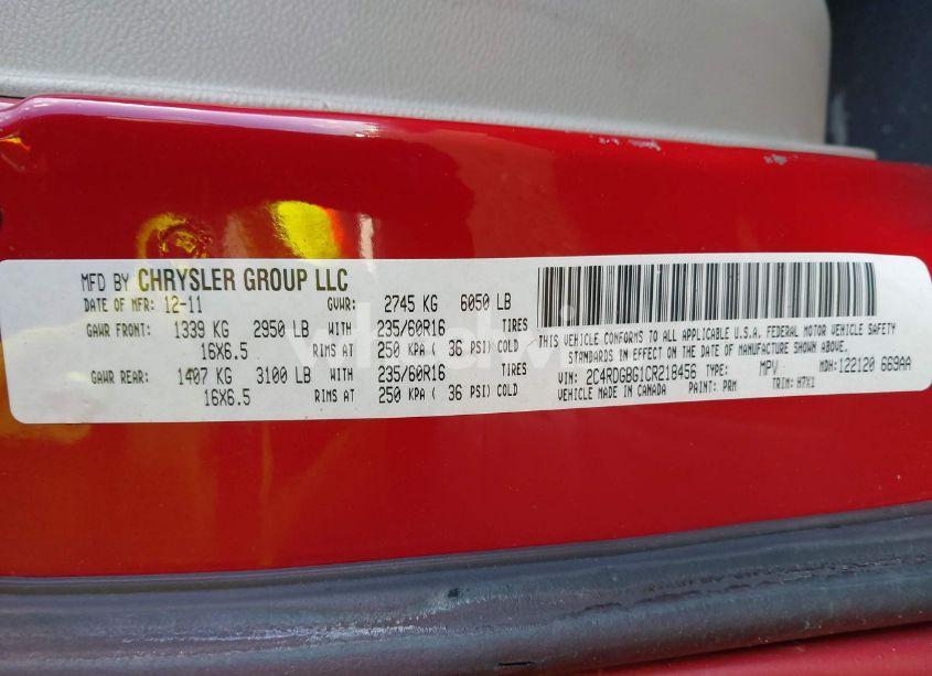 Photo 9 of 2012 Dodge Grand CARAVAN SE/AVP (VIN 2C4RDGBG1CR218456)