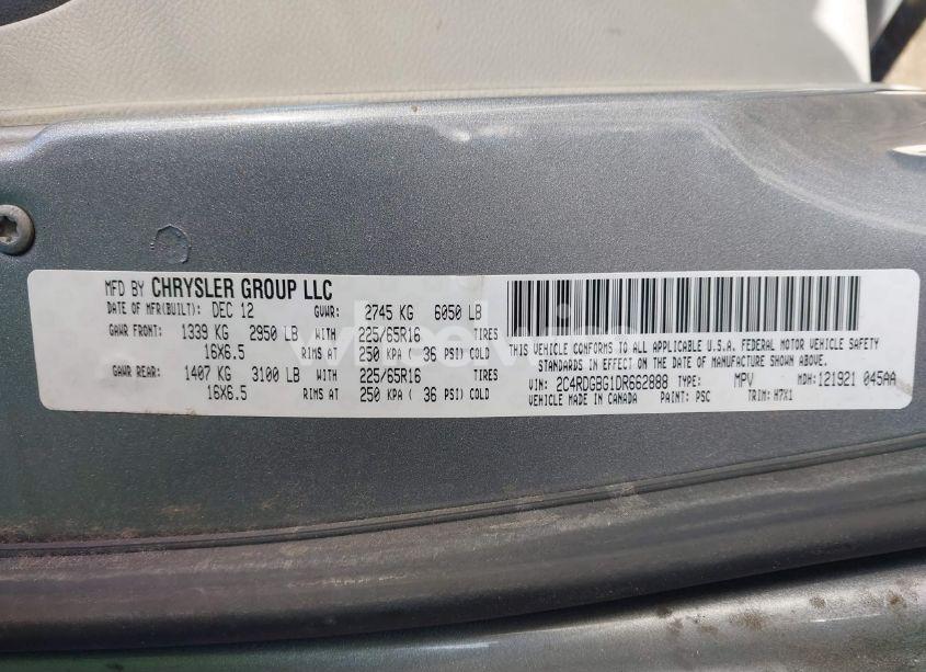 Photo 9 of 2013 Dodge Grand CARAVAN AMERICAN VALUE PKG (VIN 2C4RDGBG1DR662888)