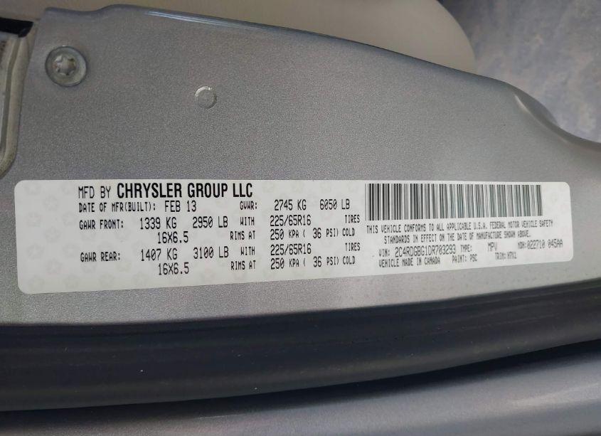 Photo 9 of 2013 Dodge Grand CARAVAN AMERICAN VALUE PKG (VIN 2C4RDGBG1DR703293)