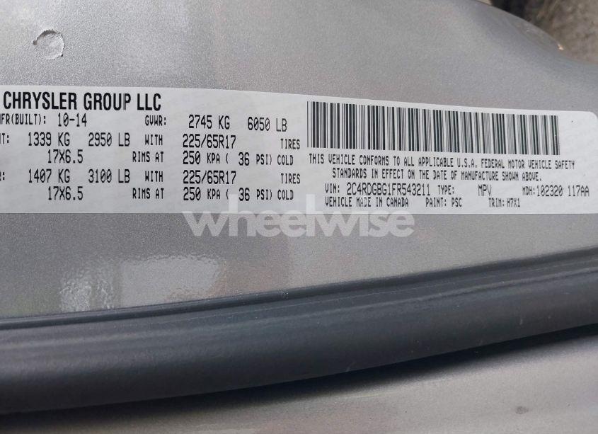 Photo 9 of 2015 Dodge Grand CARAVAN AMERICAN VALUE PKG (VIN 2C4RDGBG1FR543211)