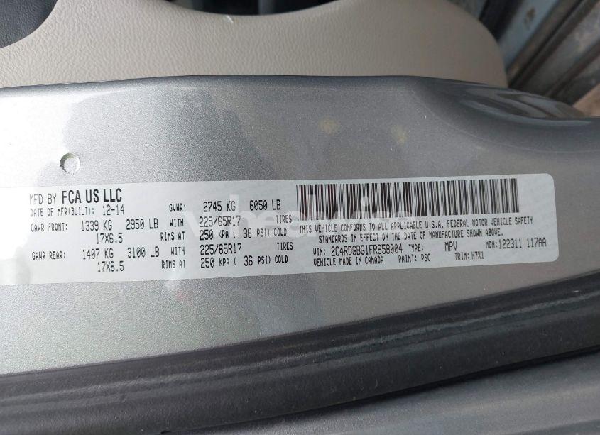 Photo 9 of 2015 Dodge Grand CARAVAN SE (VIN 2C4RDGBG1FR658004)