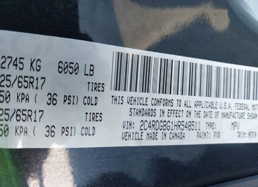 Photo 9 of 2017 Dodge Grand CARAVAN SE PLUS (VIN 2C4RDGBG1HR548511)