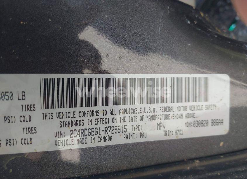 Photo 9 of 2017 Dodge Grand CARAVAN SE (VIN 2C4RDGBG1HR725915)