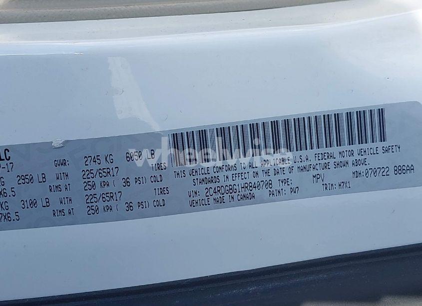 Photo 9 of 2017 Dodge Grand CARAVAN SE (VIN 2C4RDGBG1HR840708)