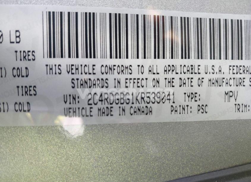 Photo 9 of 2019 Dodge Grand CARAVAN SE (VIN 2C4RDGBG1KR539041)