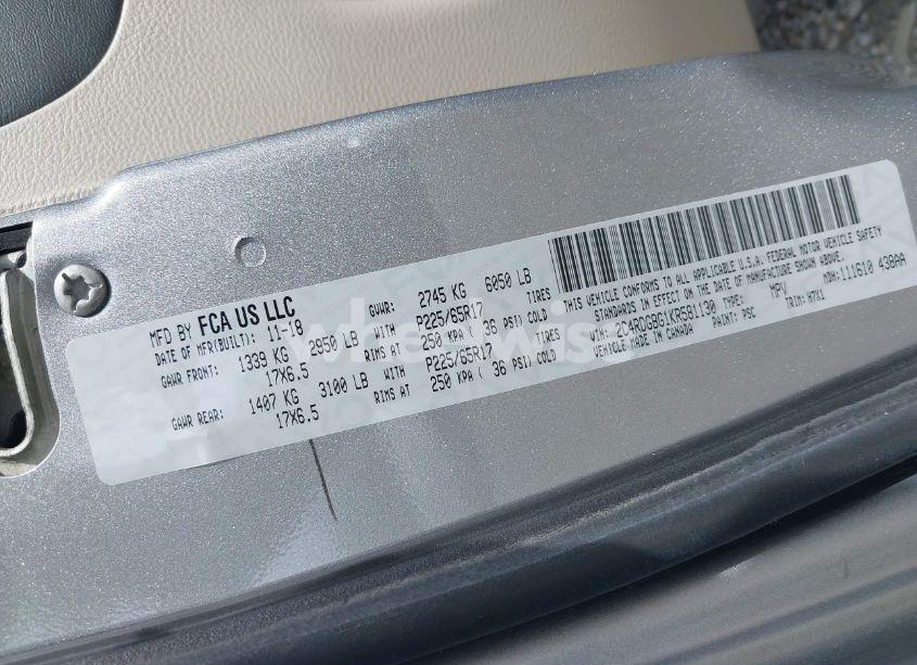 Photo 9 of 2019 Dodge Grand CARAVAN SE (VIN 2C4RDGBG1KR581130)