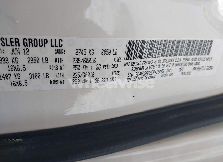 Photo 9 of 2012 Dodge Grand CARAVAN SE/AVP (VIN 2C4RDGBG2CR419489)