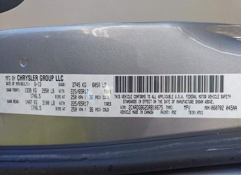 Photo 9 of 2013 Dodge Grand CARAVAN SE (VIN 2C4RDGBG2DR810675)