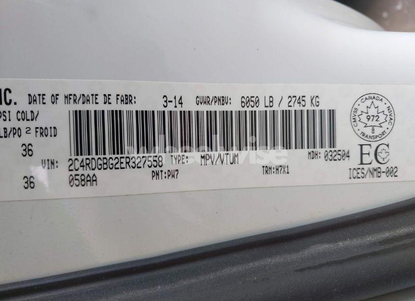 Photo 9 of 2014 Dodge Grand CARAVAN SE/SXT (VIN 2C4RDGBG2ER327558)