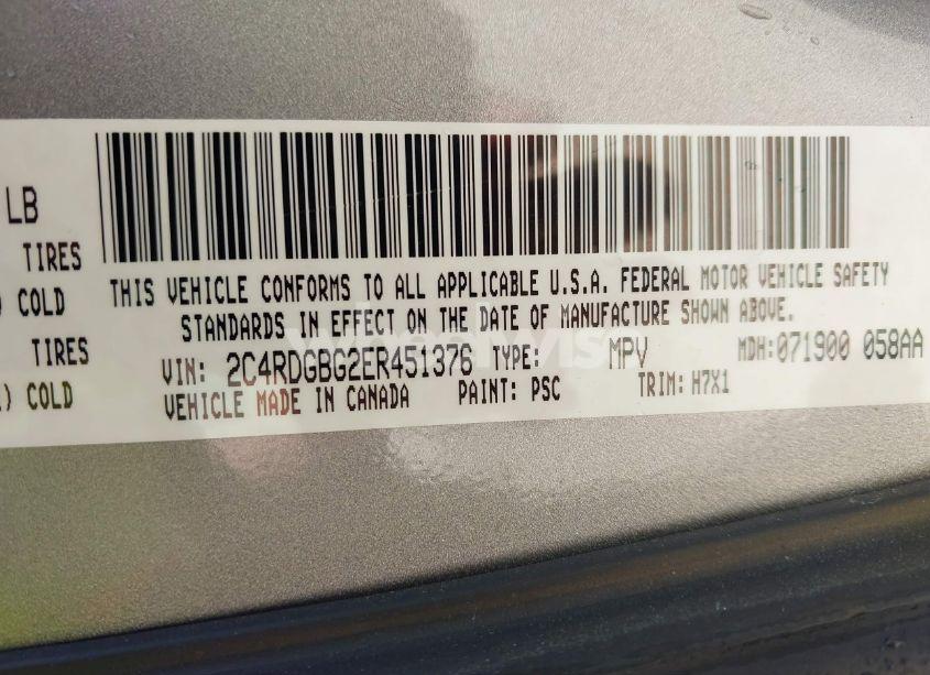 Photo 9 of 2014 Dodge Grand CARAVAN SE (VIN 2C4RDGBG2ER451376)