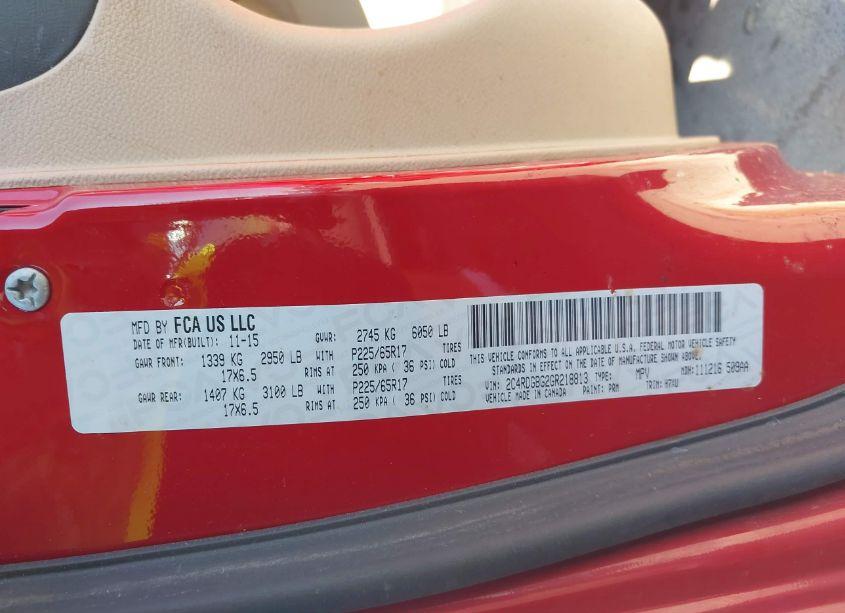 Photo 9 of 2016 Dodge Grand CARAVAN SE (VIN 2C4RDGBG2GR218813)