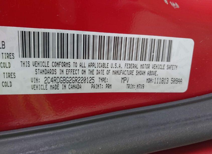 Photo 9 of 2016 Dodge Grand CARAVAN SE PLUS (VIN 2C4RDGBG2GR220125)