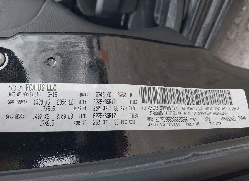 Photo 9 of 2016 Dodge Grand CARAVAN SE PLUS (VIN 2C4RDGBG2GR335596)