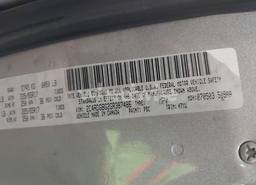 Photo 9 of 2016 Dodge Grand CARAVAN SE (VIN 2C4RDGBG2GR387486)