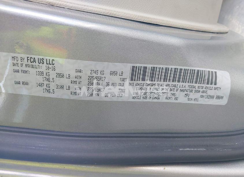 Photo 9 of 2017 Dodge Grand CARAVAN SE (VIN 2C4RDGBG2HR615570)