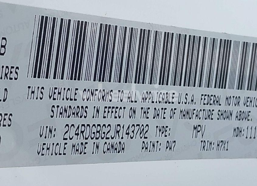 Photo 9 of 2018 Dodge Grand CARAVAN SE (VIN 2C4RDGBG2JR143702)