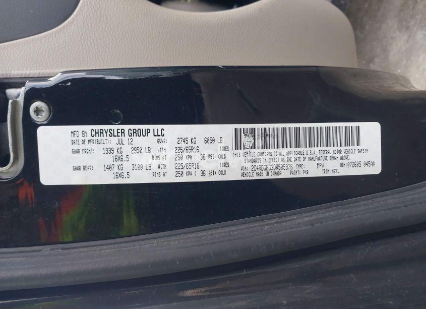 Photo 9 of 2013 Dodge Grand CARAVAN SE (VIN 2C4RDGBG3DR505976)