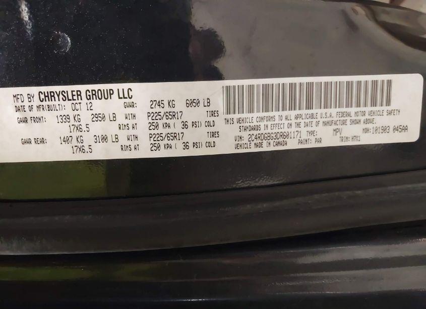 Photo 9 of 2013 Dodge Grand CARAVAN SE (VIN 2C4RDGBG3DR601171)