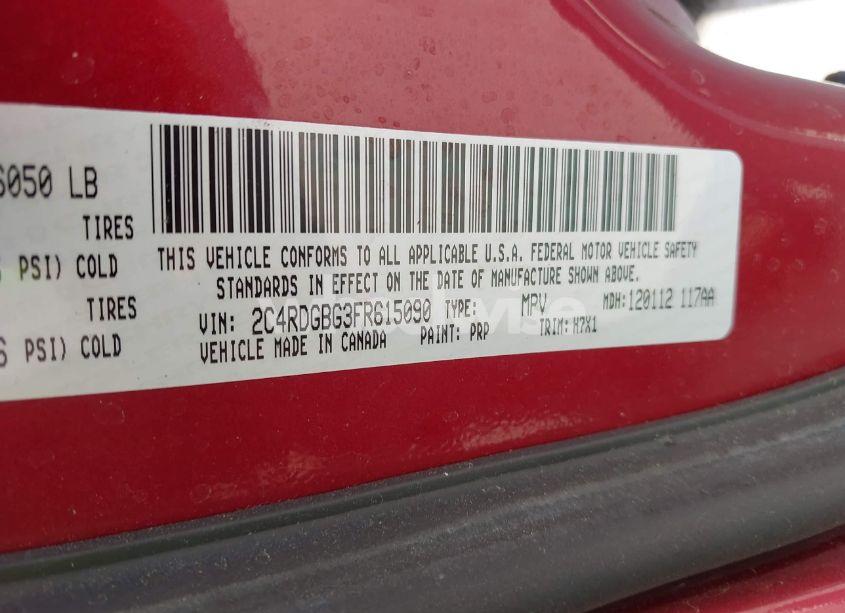 Photo 9 of 2015 Dodge Grand CARAVAN SE (VIN 2C4RDGBG3FR615090)