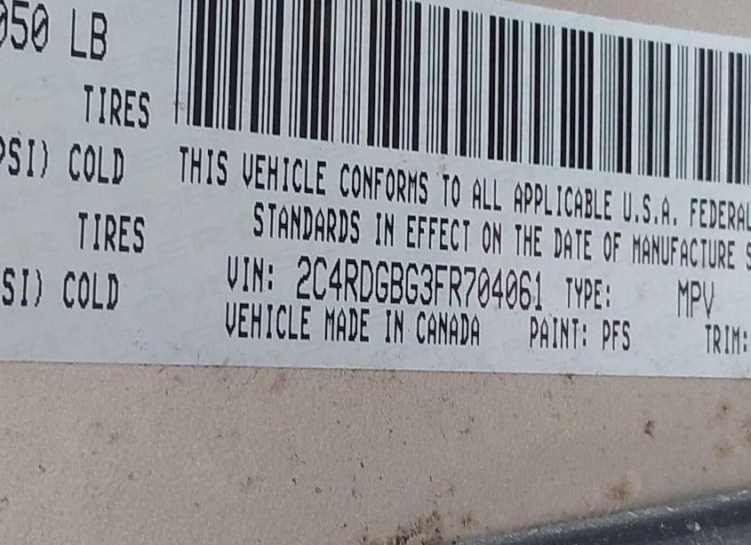 Photo 9 of 2015 Dodge Grand CARAVAN SE (VIN 2C4RDGBG3FR704061)