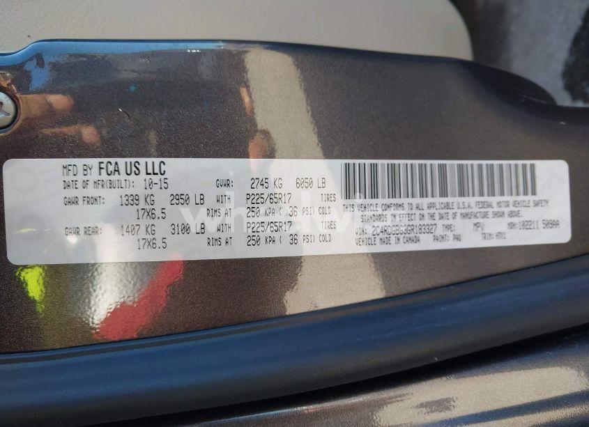 Photo 9 of 2016 Dodge Grand CARAVAN SE (VIN 2C4RDGBG3GR183327)