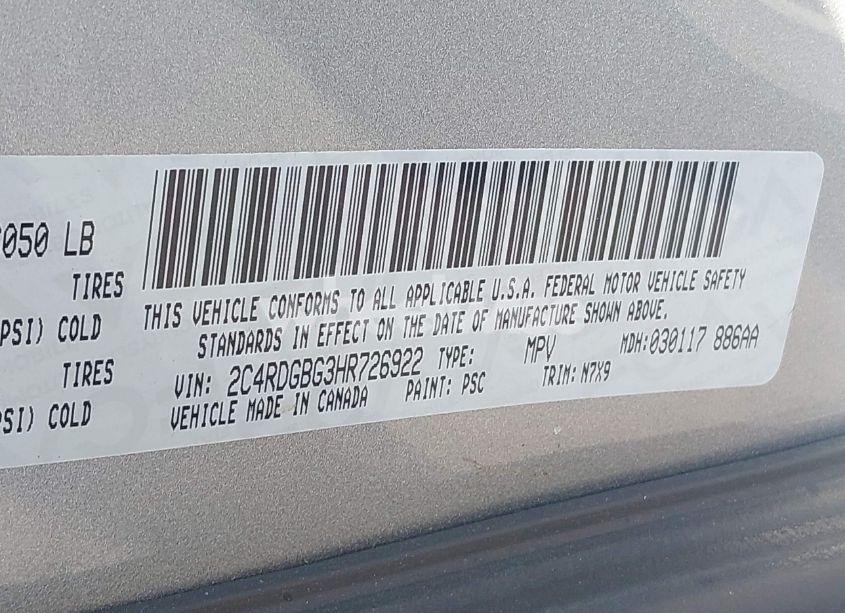 Photo 9 of 2017 Dodge Grand CARAVAN SE PLUS (VIN 2C4RDGBG3HR726922)