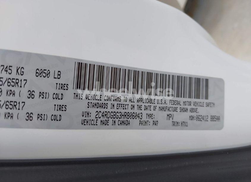 Photo 9 of 2017 Dodge Grand CARAVAN SE (VIN 2C4RDGBG3HR806043)