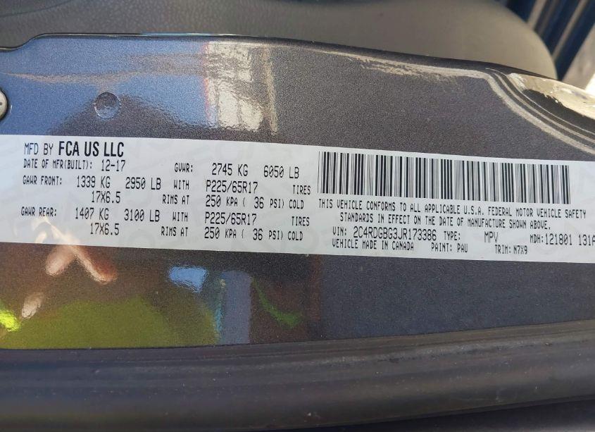 Photo 9 of 2018 Dodge Grand CARAVAN SE PLUS (VIN 2C4RDGBG3JR173386)