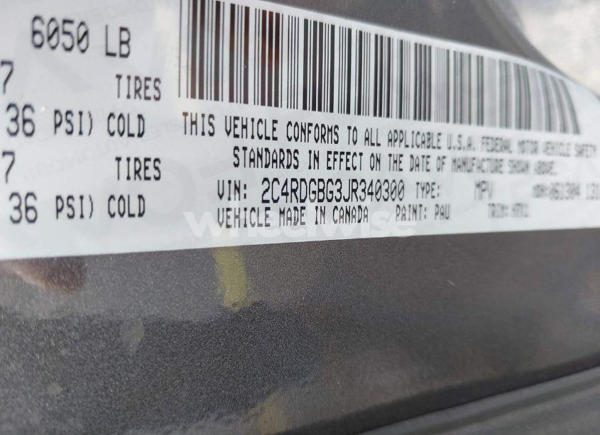 Photo 9 of 2018 Dodge Grand CARAVAN SE (VIN 2C4RDGBG3JR340300)