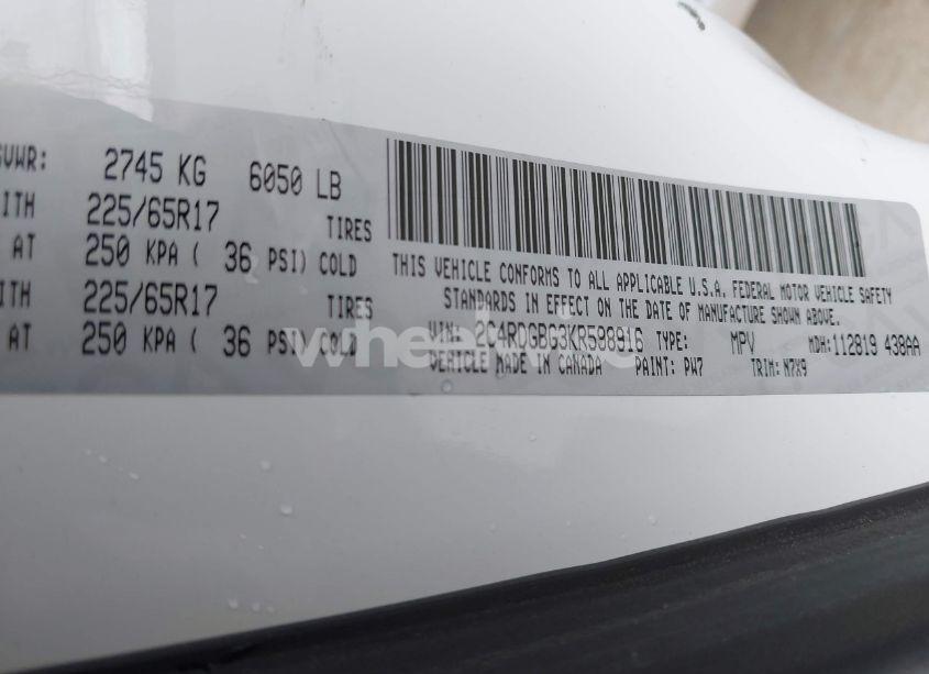 Photo 9 of 2019 Dodge Grand CARAVAN SE PLUS (VIN 2C4RDGBG3KR598916)