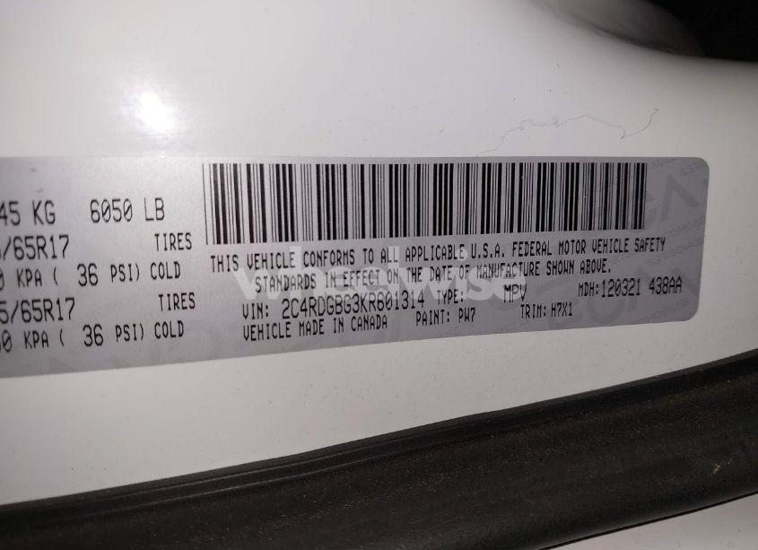 Photo 9 of 2019 Dodge Grand CARAVAN SE (VIN 2C4RDGBG3KR601314)