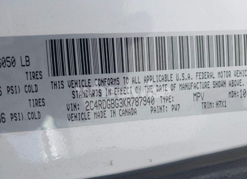 Photo 9 of 2019 Dodge Grand CARAVAN SE (VIN 2C4RDGBG3KR787940)