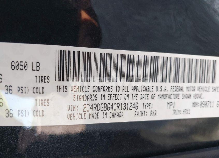 Photo 9 of 2012 Dodge Grand CARAVAN SE/AVP (VIN 2C4RDGBG4CR131246)