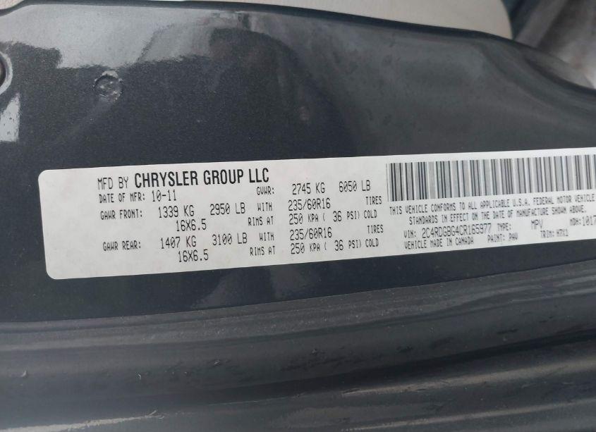 Photo 9 of 2012 Dodge Grand CARAVAN SE/AVP (VIN 2C4RDGBG4CR165977)
