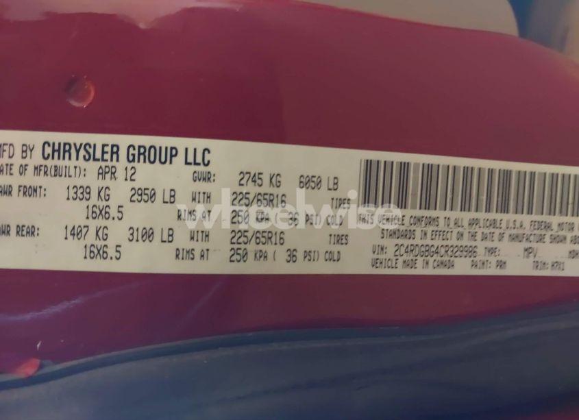 Photo 9 of 2012 Dodge Grand CARAVAN SE/AVP (VIN 2C4RDGBG4CR329986)