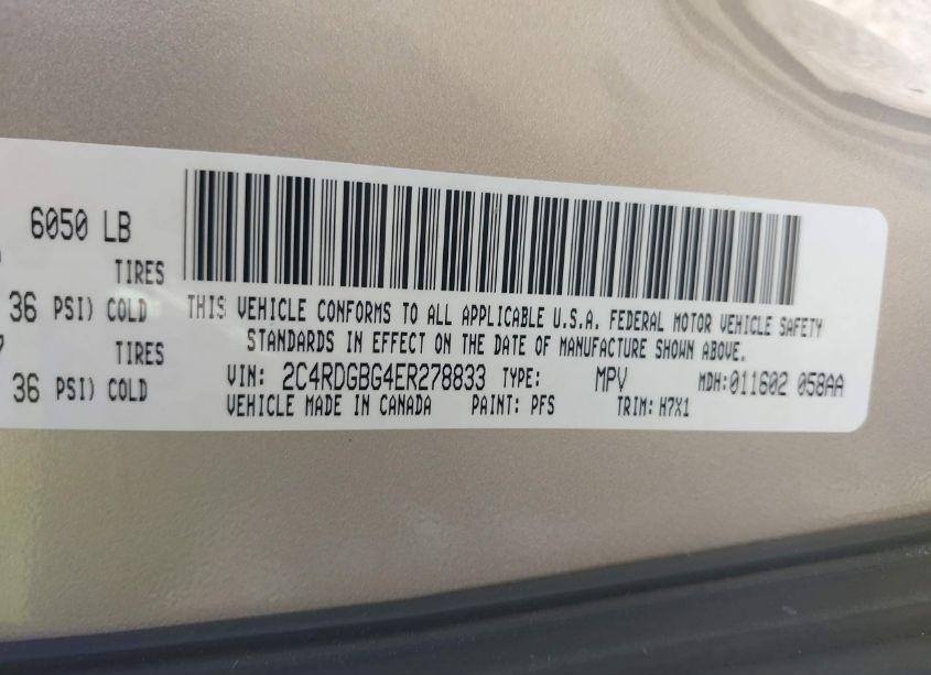 Photo 9 of 2014 Dodge Grand CARAVAN SE (VIN 2C4RDGBG4ER278833)