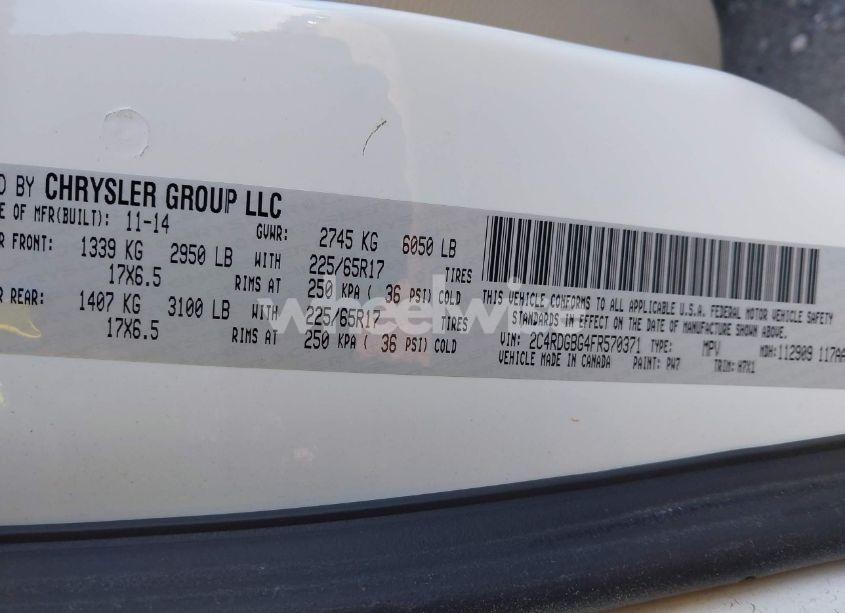Photo 9 of 2015 Dodge Grand CARAVAN AMERICAN VALUE PKG (VIN 2C4RDGBG4FR570371)