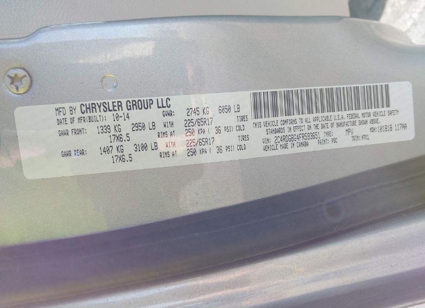 Photo 9 of 2015 Dodge Grand CARAVAN SE (VIN 2C4RDGBG4FR593651)