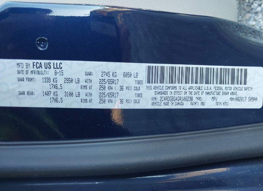 Photo 9 of 2016 Dodge Grand CARAVAN SE (VIN 2C4RDGBG4GR106238)